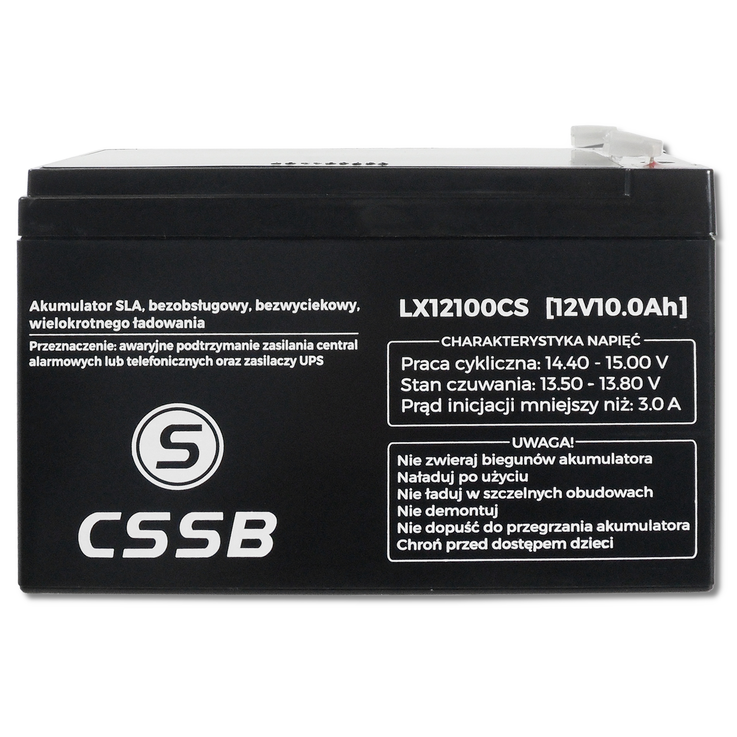 MOCNY AKUMULATOR AGM 12V 10Ah DO AUTKA POJAZDU Kod producenta LX12100CS