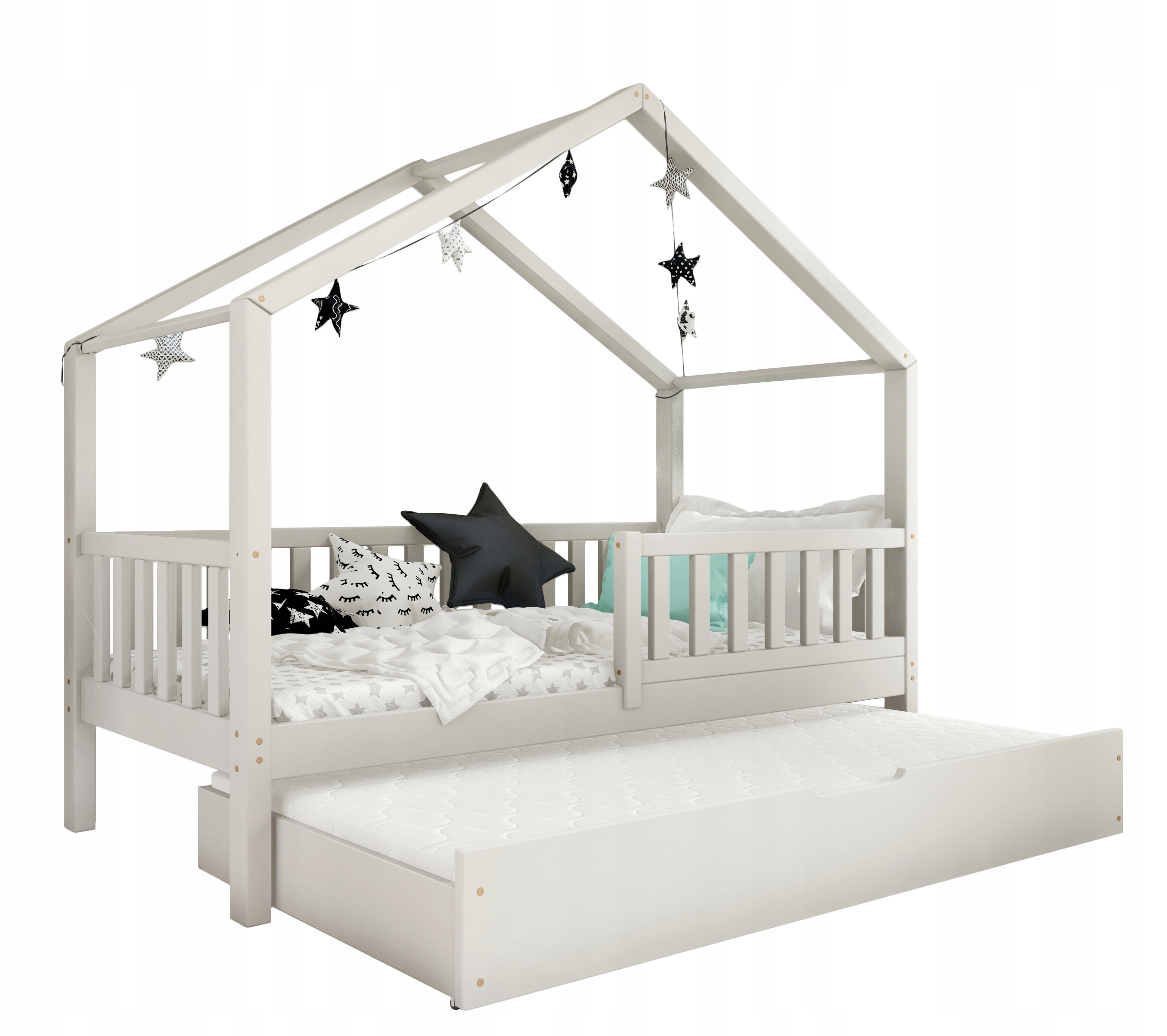 Łóżko dziecięce podwójne DOMI BIS2 szare 80x160