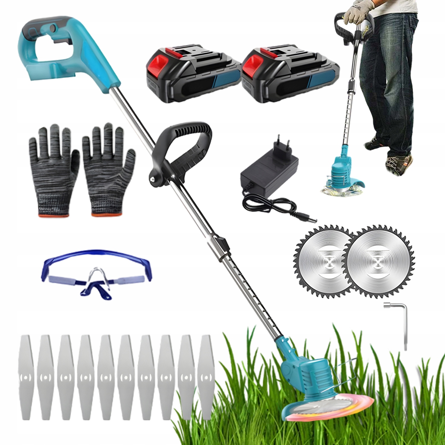 Kosiarka Akumulatorowa 21V 3 Ostrza Regulowana Rączka