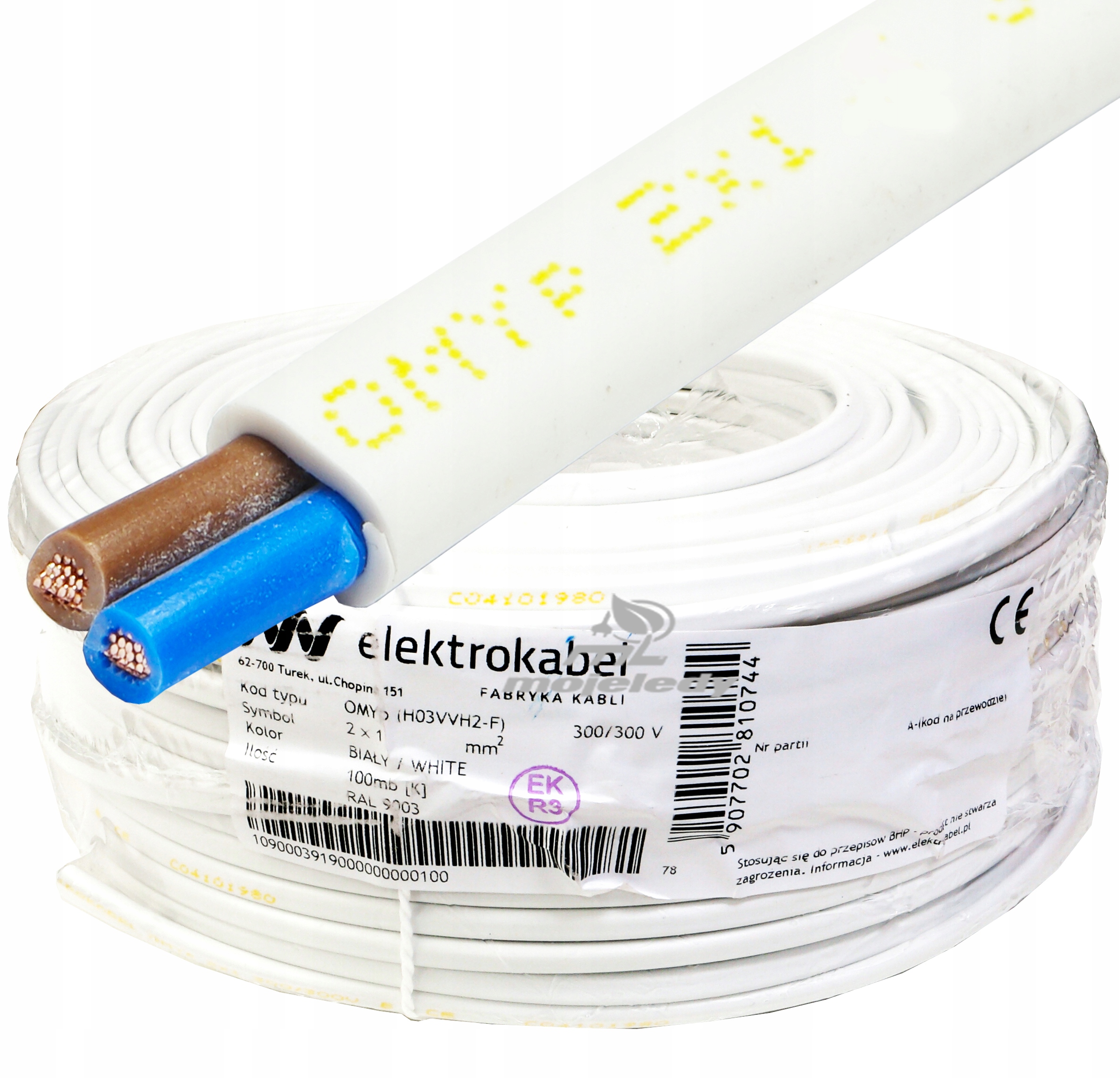 Plochý medený kábel OMYp 2x1 mm 300/300 V Linka Cu 100 m