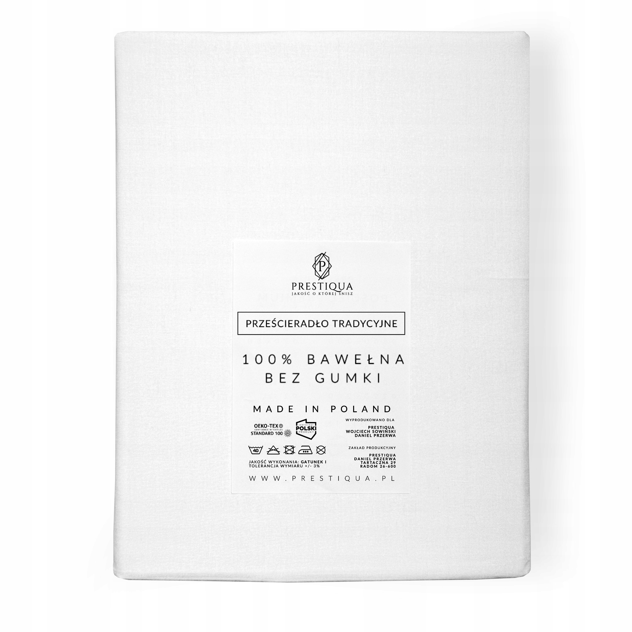 PRZEŚCIERADŁO BEZ GUMKI 160x220 BAWEŁNIANE POLSKIE