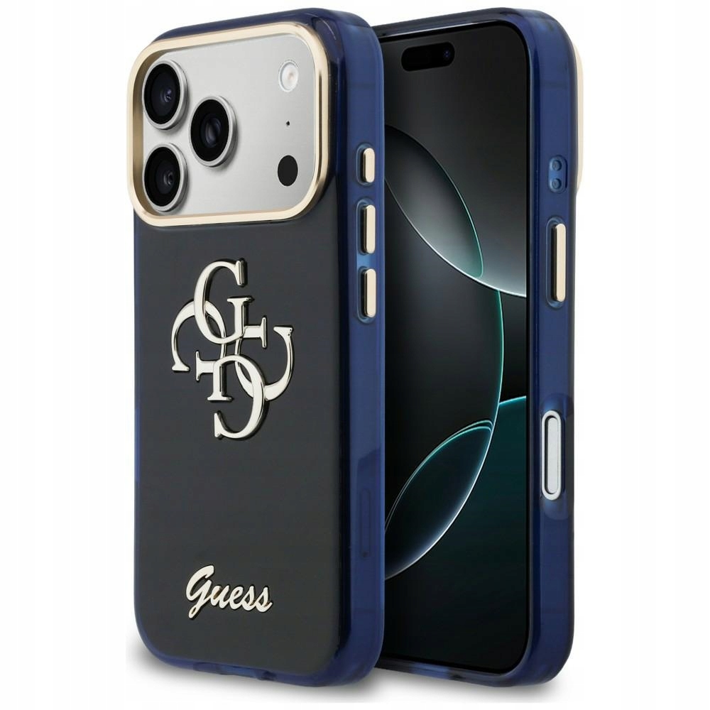Pouzdro Guess IML 4G Script Metal pro iPhone 17 Pro Max, modré