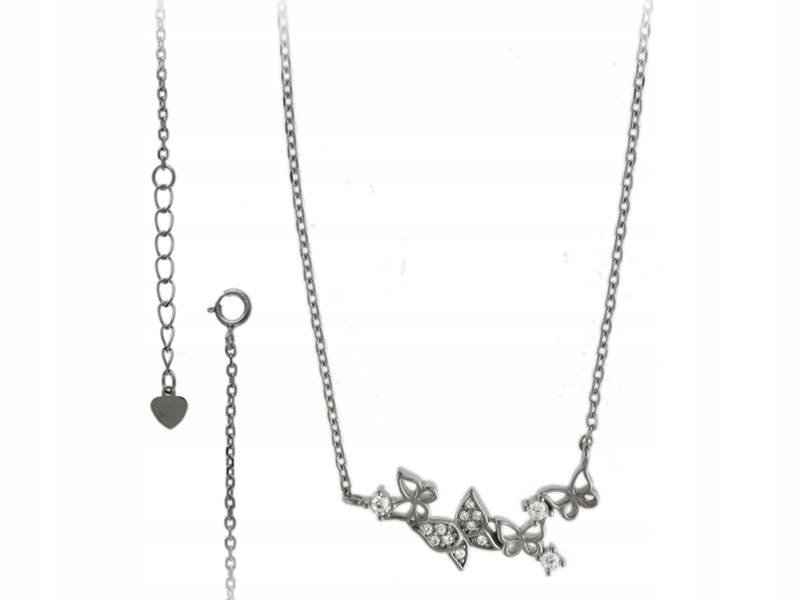 

Srebrny naszyjnik 925 motylki 3,5g cyrkonia