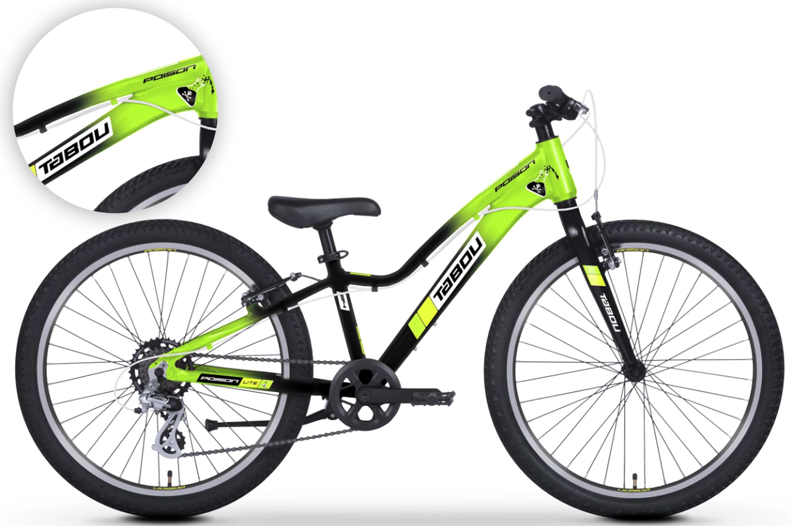 Rower dziecięcy 24" Tabou Poison Lite rama 11" zielony czarny R25