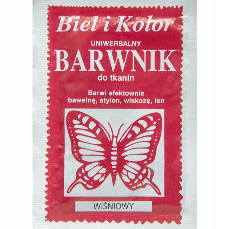 

Barwnik do tkanin farba Biel i Kolor Wiśniowy