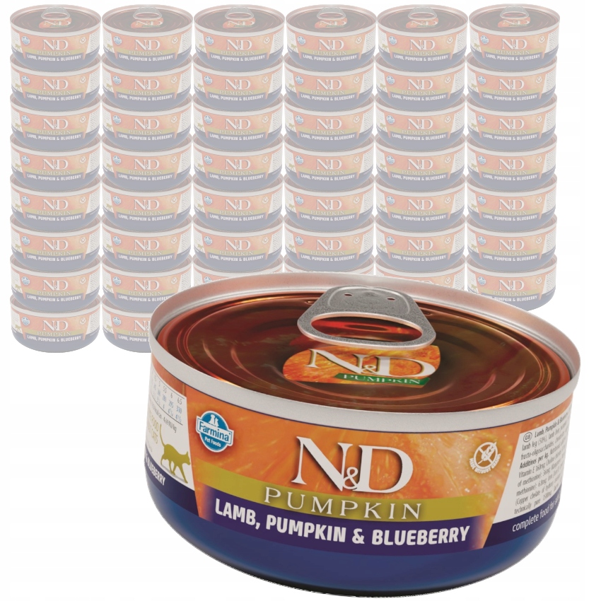 Levně Farmina N&d Lamb & Pumpkin Blueberry 48x70g Mokré Krmivo Pro Kočky Jehněčí maso