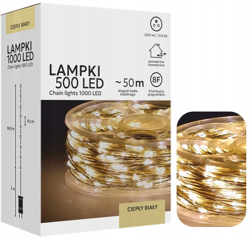 Led Micro Lampy Na Cívce 500 L Vánoční Stromek Teplý Led 3+50 M