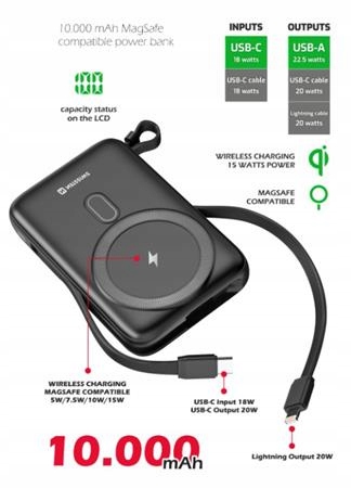 Swissten Power Bank 10000 mAh Pd 20W S Integrovanými Kabely Usb-c A Lightn