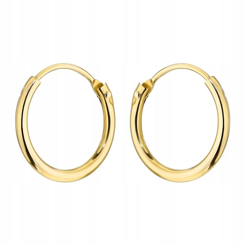 Złote Kolczyki Damskie pr. 585 Kółka Koła Kółeczka 13mm Kreolki 14k
