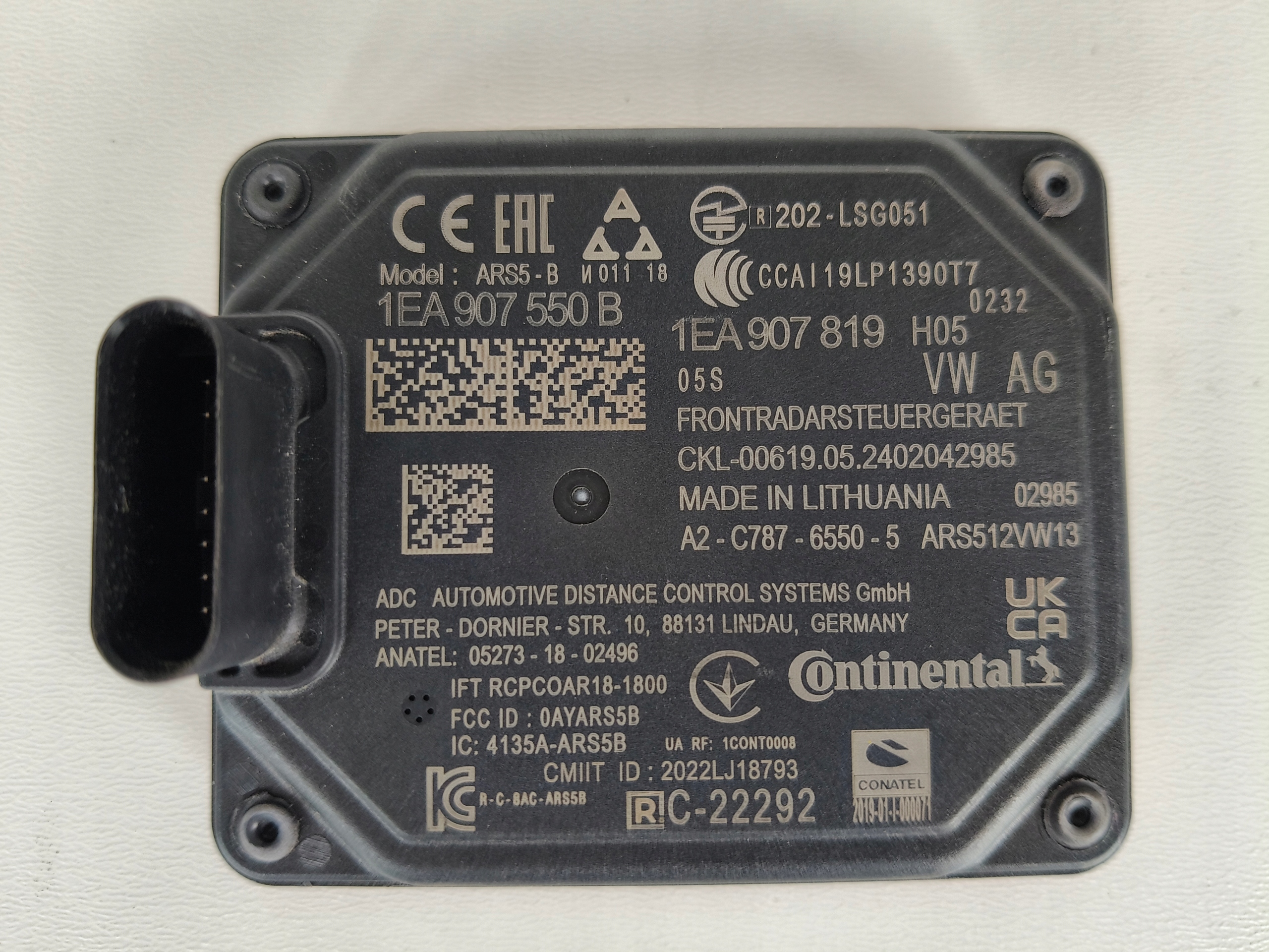 RADAR DISTRONIC ACC Sensor VW AUDI SKODA 1EA907550B