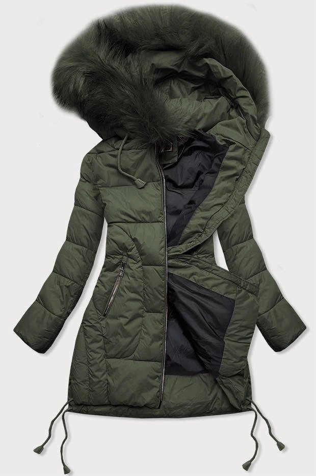 Pikovaná Bunda S Kapucí 7690 Khaki S (36)