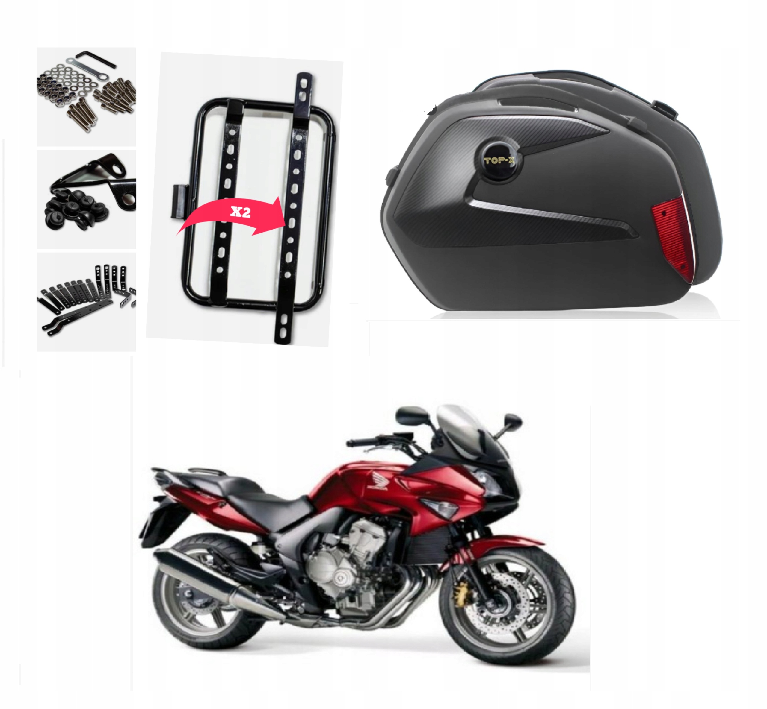 Odnímatelné boční kufry pro motocykly Uni 23L Honda Cbr Cbf 600 Cb 650 F XL 650