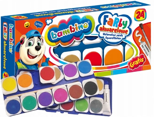 

Farby akwarelowe Bambino 24 kol Duża pastylka