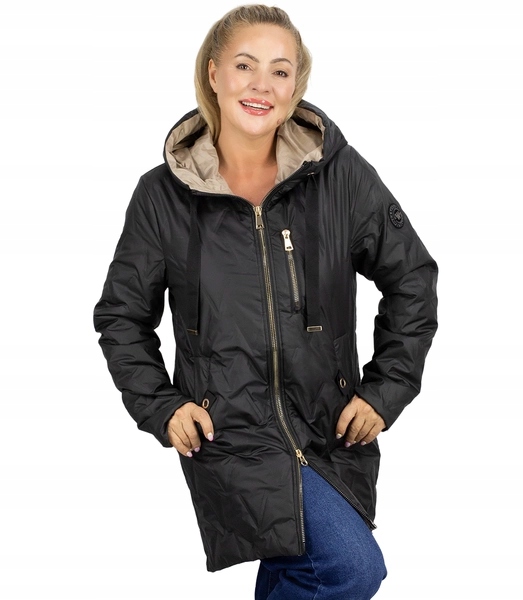 Jarní prošívaná bunda s kapucí, oboustranný zip, velikost M