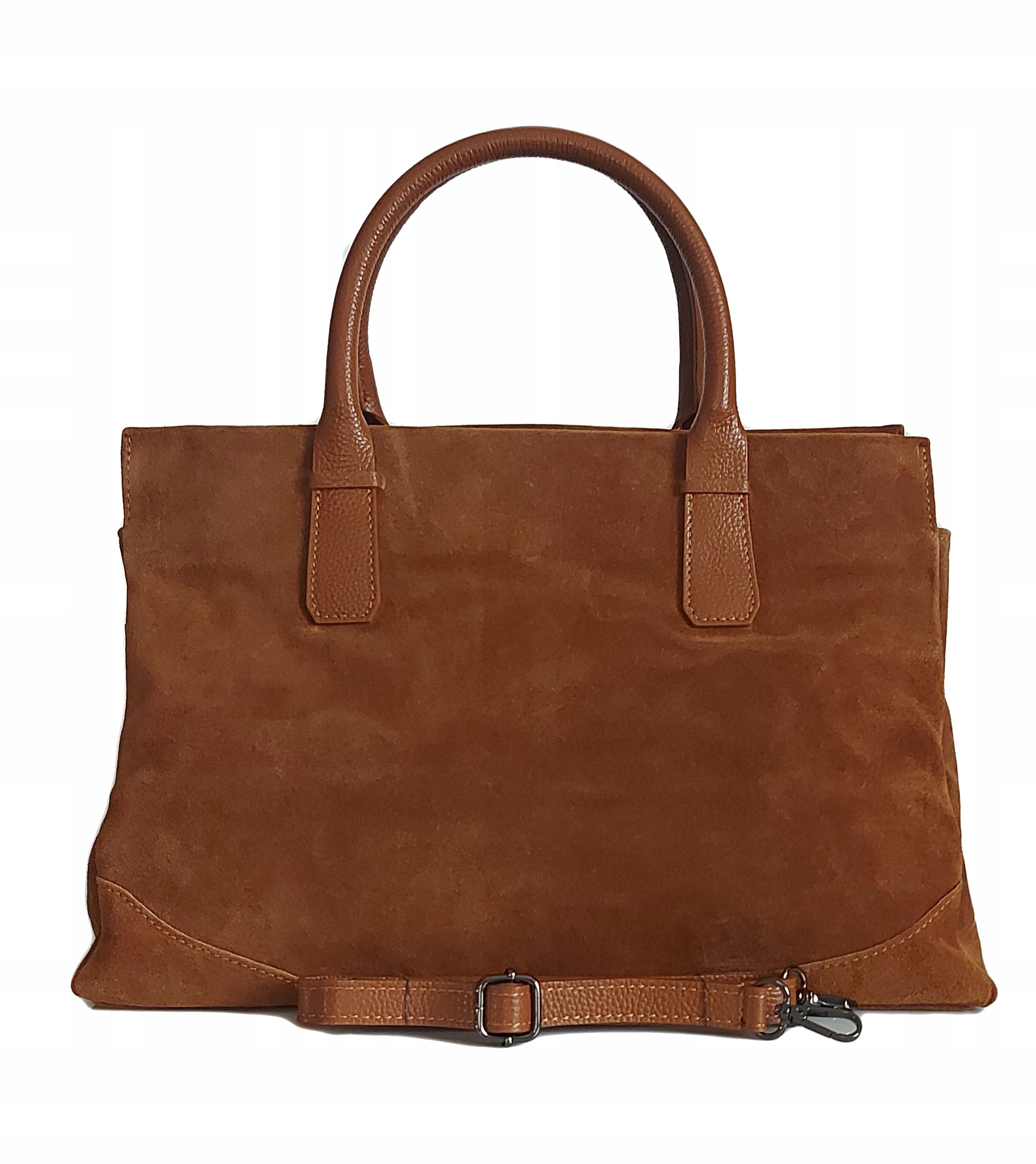 Velká semišová taška A4 XL prostorná Italská kůže Shopper Vera Pelle Camel