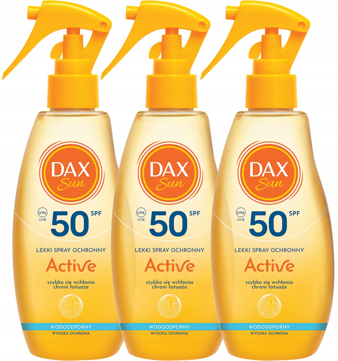 3 x Dax Sun Lehký ochranný sprej Active SPF50 200 Ml Lehká nemastná formule