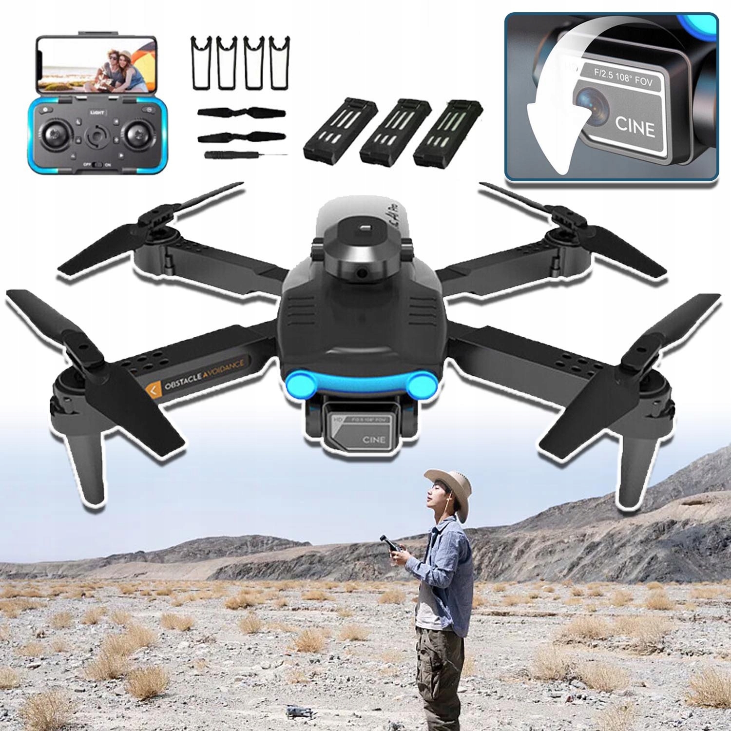 Dron S 4K Kamerou, Snadné Ovládání, 360° Vyhýbání Se Překážkám, 1800 Mah