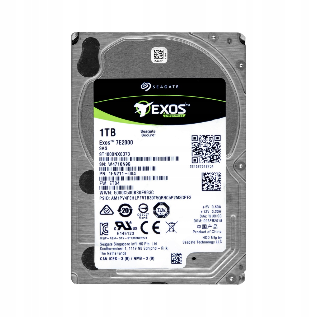Seagate Exos 7E2000 1TB 7.2K 128MB SAS-3 2.5'' ST1000NX0373
