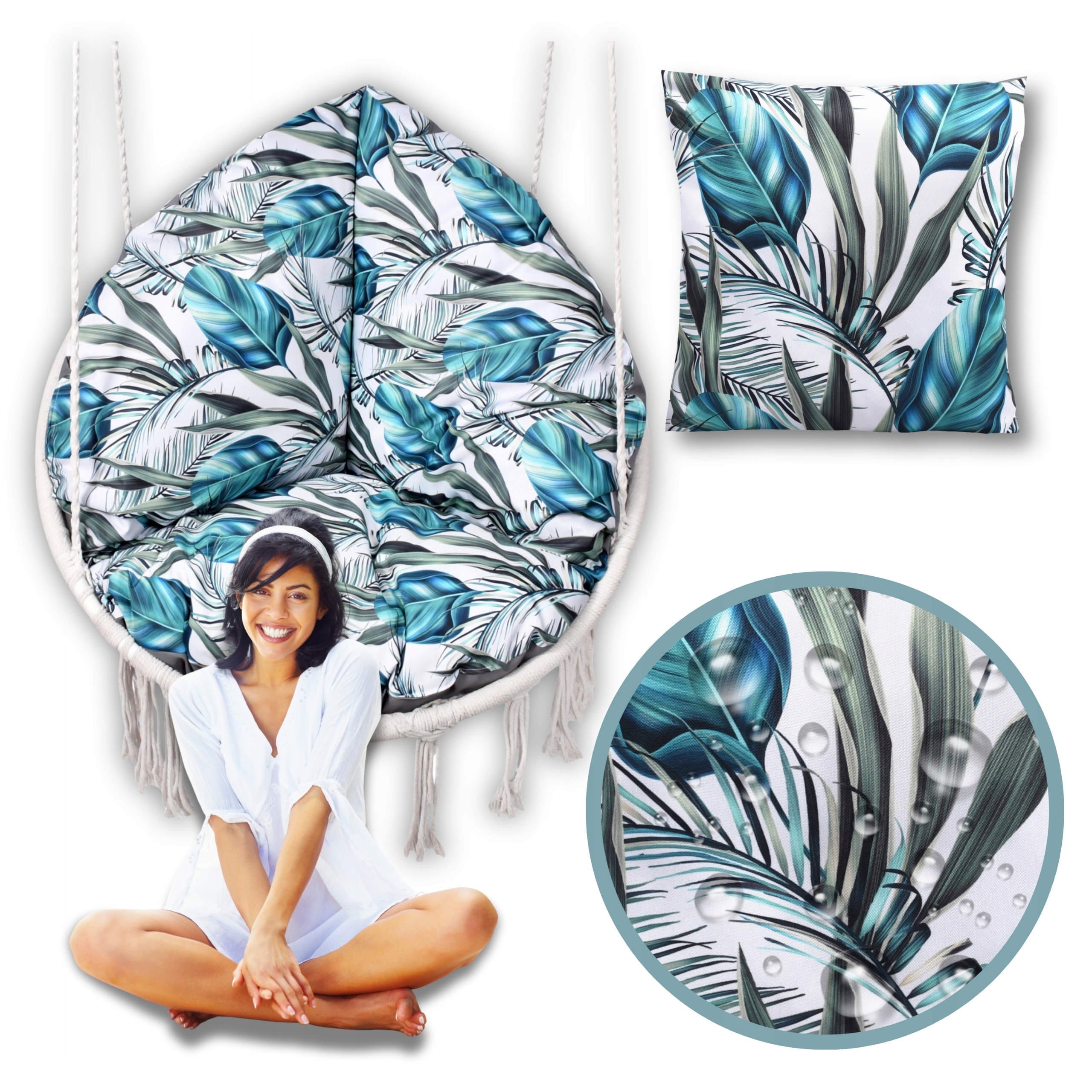 Wodoodporna poduszka ogrodowa okrągła na huśtawkę, fotel, Dzień Matki