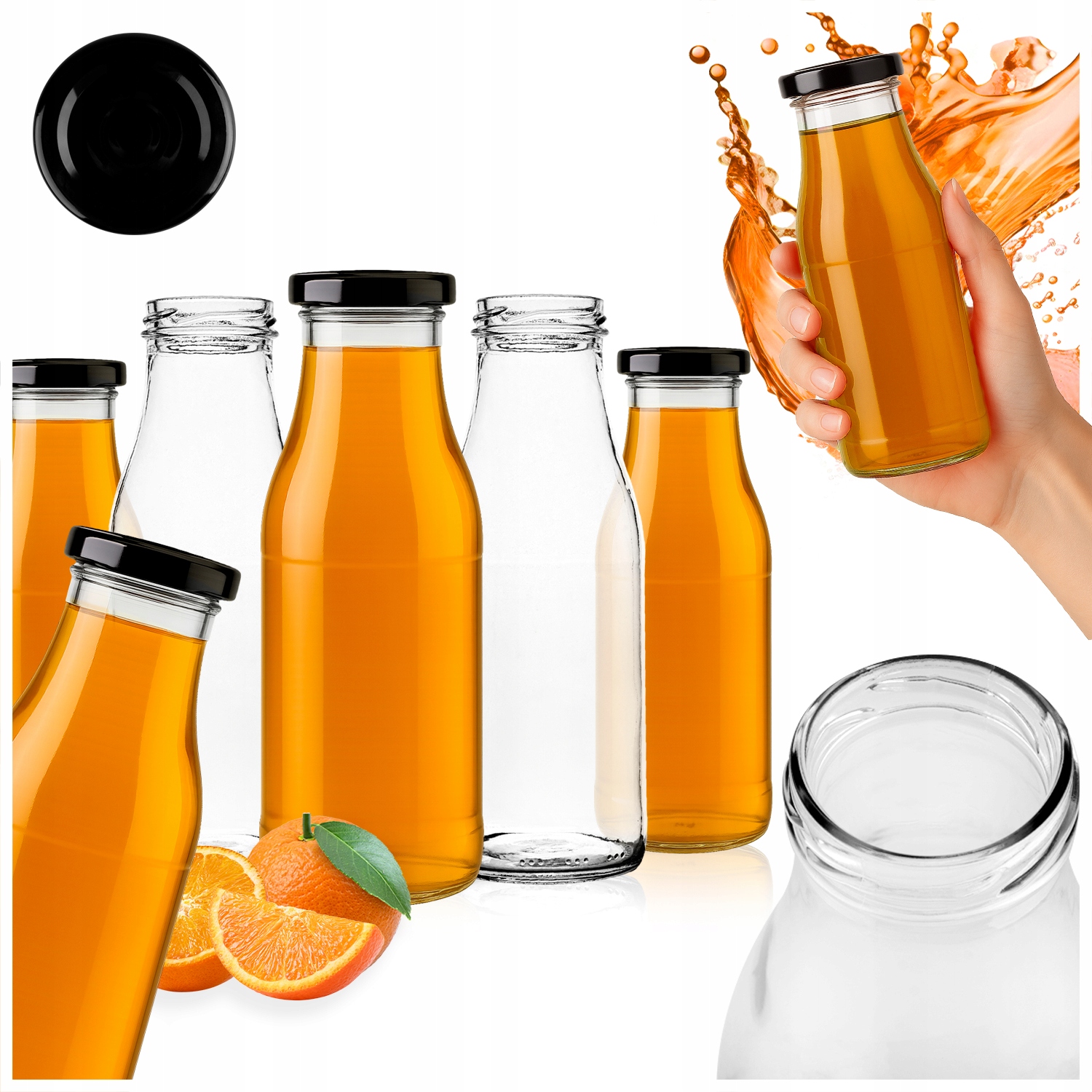 50x Láhev Šťáva 500 ml Na Vodu Džusy Sirup Limonáda Likéry Se Šroubovacím Uzávěrem