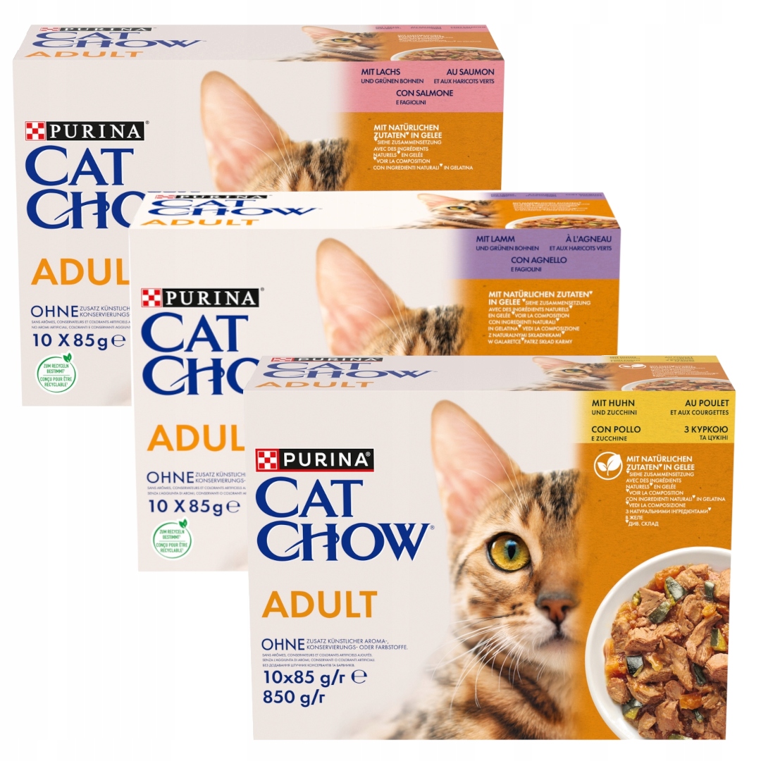 Purina Cat Chow Adult 30x85g Vlhké Krmivo Mix Chutí v želé