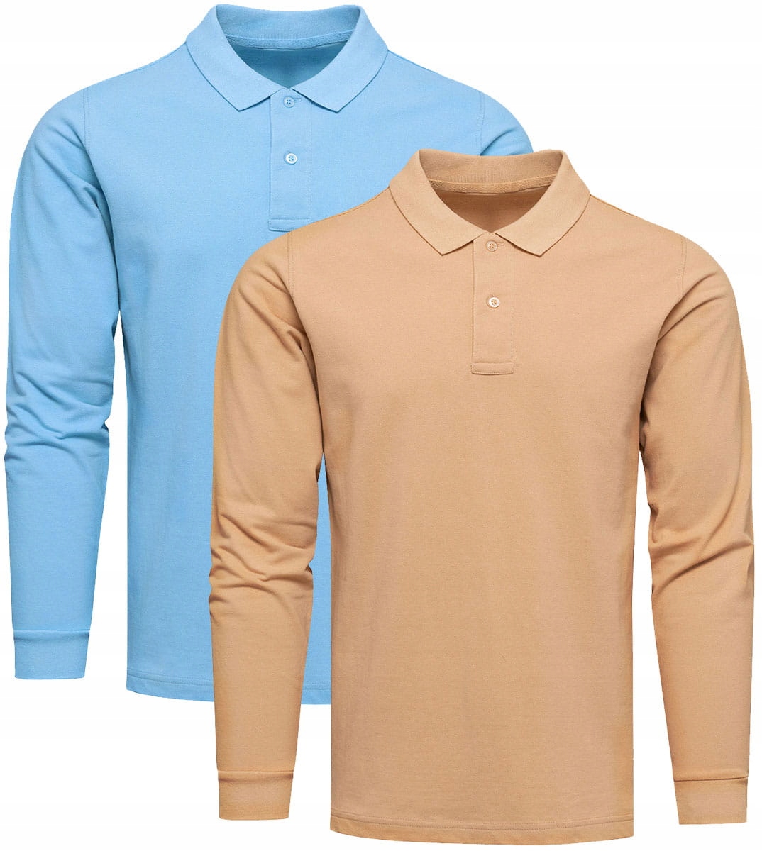 2-balení prémiových pánských longsleevů modrá a béžová M