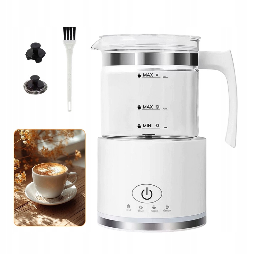 Indukční Napěňovač Mléka 600 W 500 ML Automatická Pěna, Ohřev Bílý