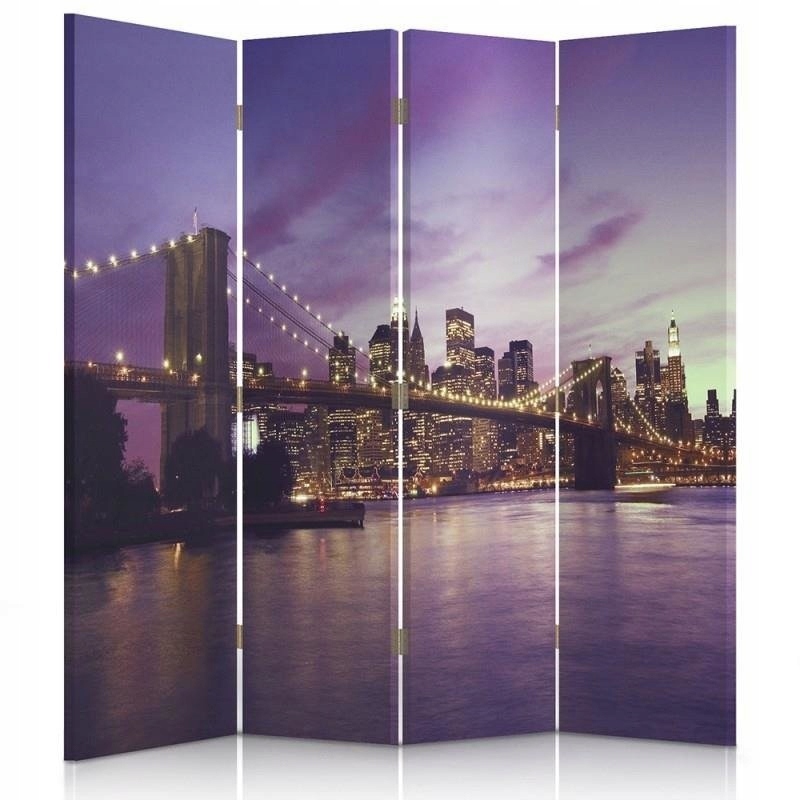 Paraván oboustranný, Manhattan ponořený do fialové 145x170