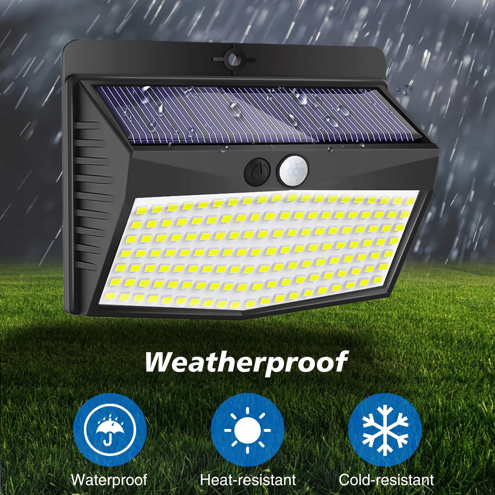 PEASUR Lampy Solarne Z Czujnikiem Ruchu 138 LED IP65 Do Ogrodu — miniatura 5