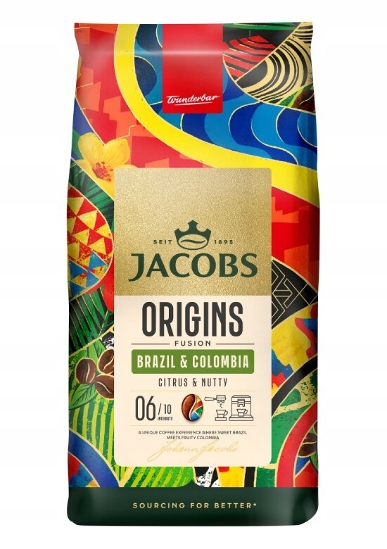 Levně Jacobs Origins Fusion Brazílie a Kolumbie Káva zrna 1 kg 100% Arabica