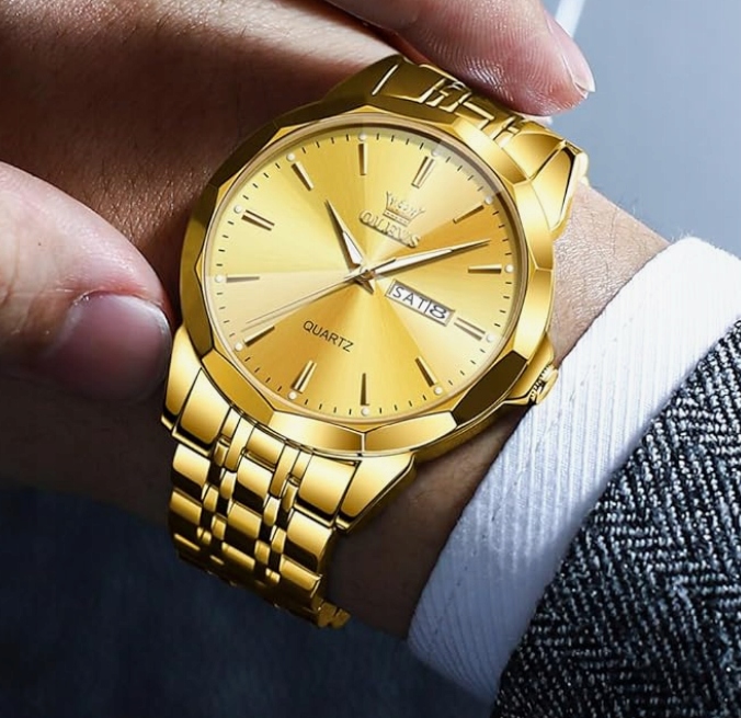 Olevs Pánské hodinky, zlaté, dárek z z nerezové oceli