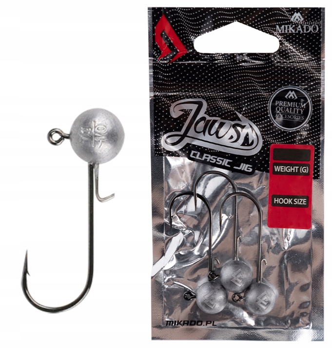 Główki jigowe 5 g kuty haczyk 2 Mikado Jaws Classic 3 szt do zbrojenia gum