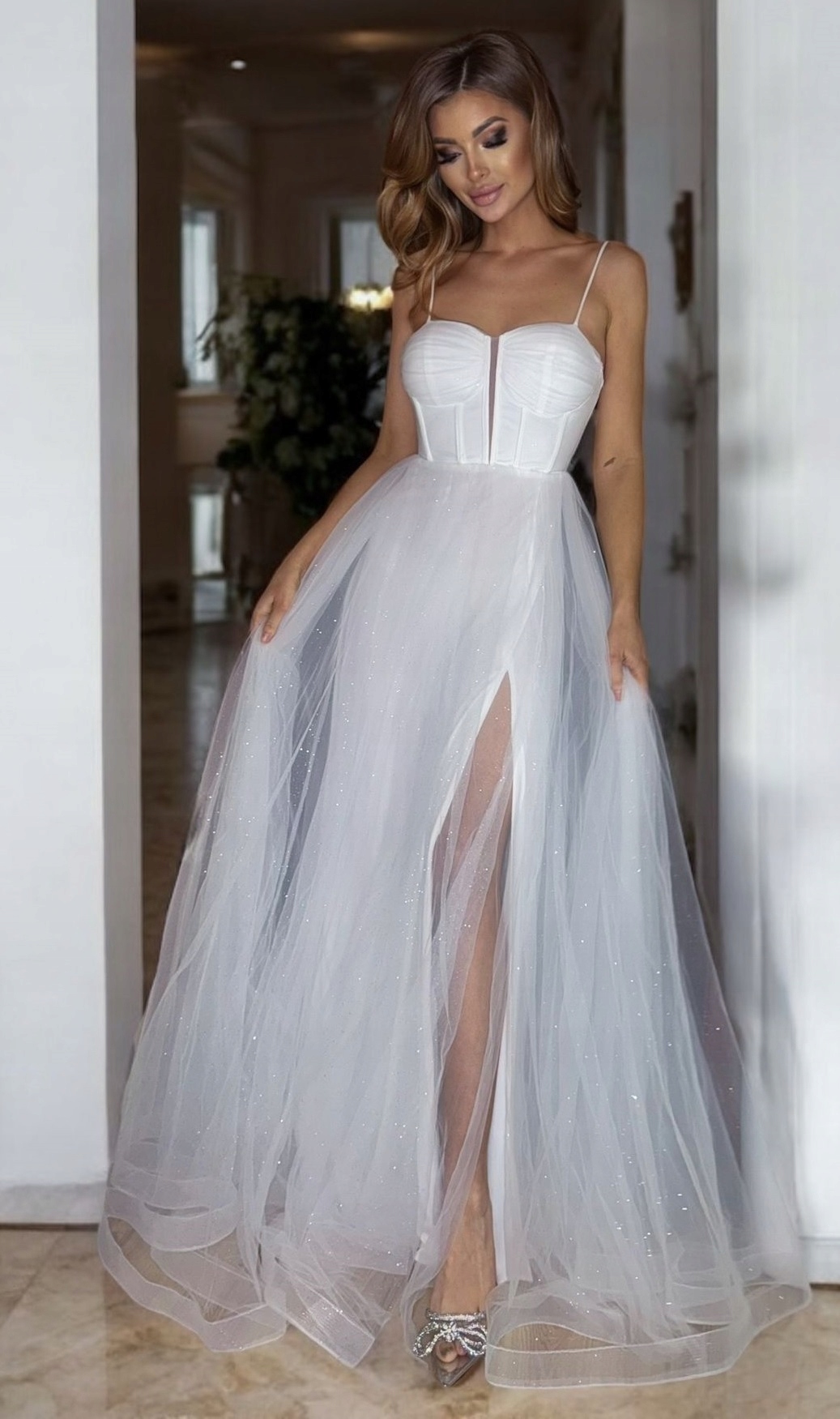 Šaty Miki Dlouhá Svatební Bílá 36 S