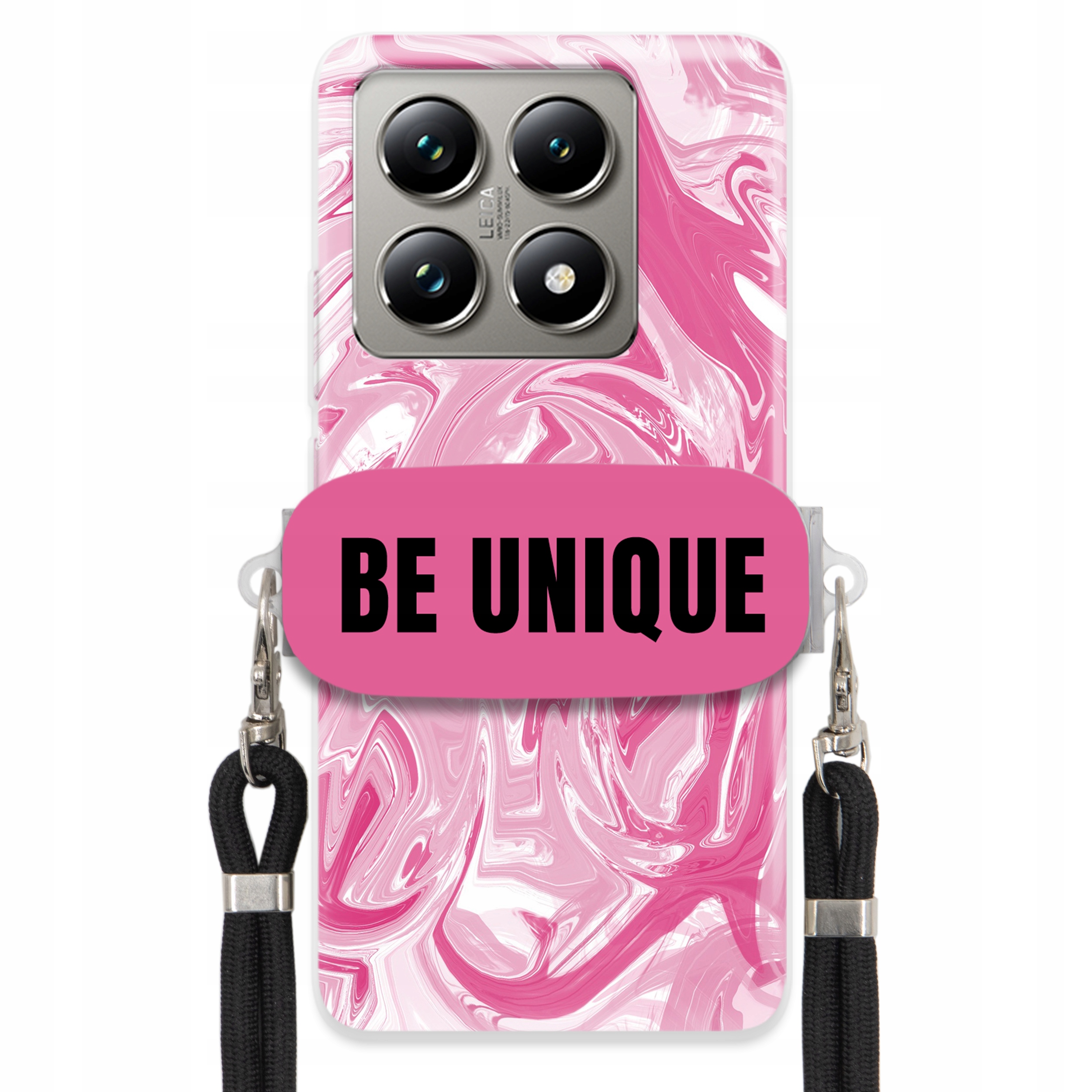 Puzdro pre Xiaomi 14T Pro Case držiak na šnúrku Čierna Ružová Mramor Be Unique