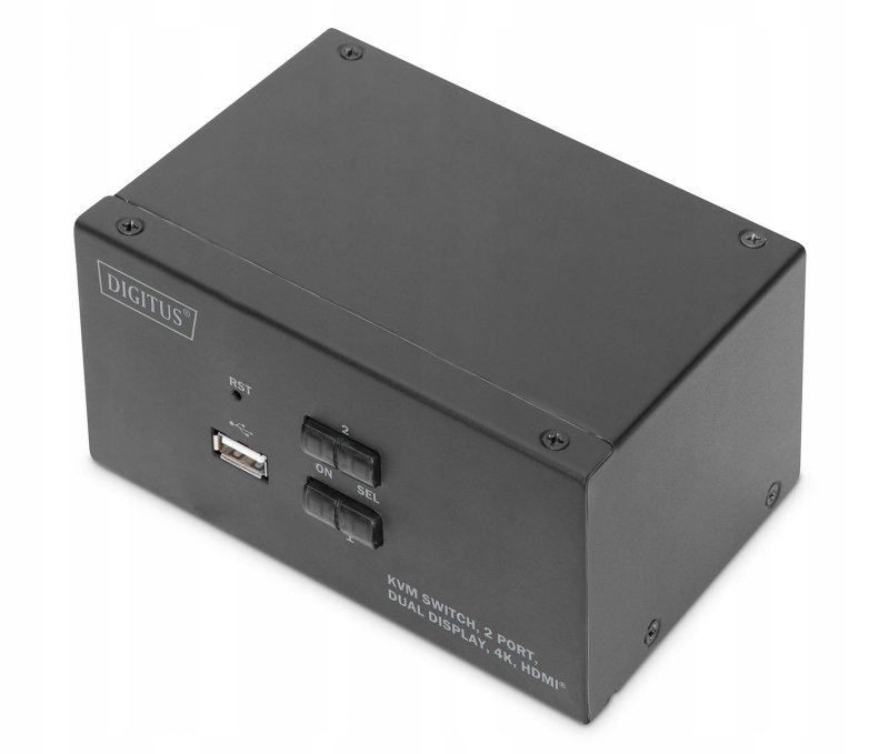 Digitus Przełącznik KVM 2 portowy HDMI, Dual Display, 4K 30Hz