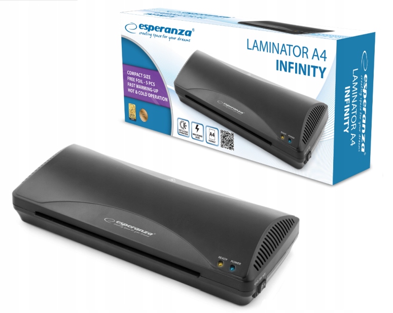 LAMINATOR A4 INFINITY NA ZIMNO I GORĄCO + FOLIE (EFL001) • Cena