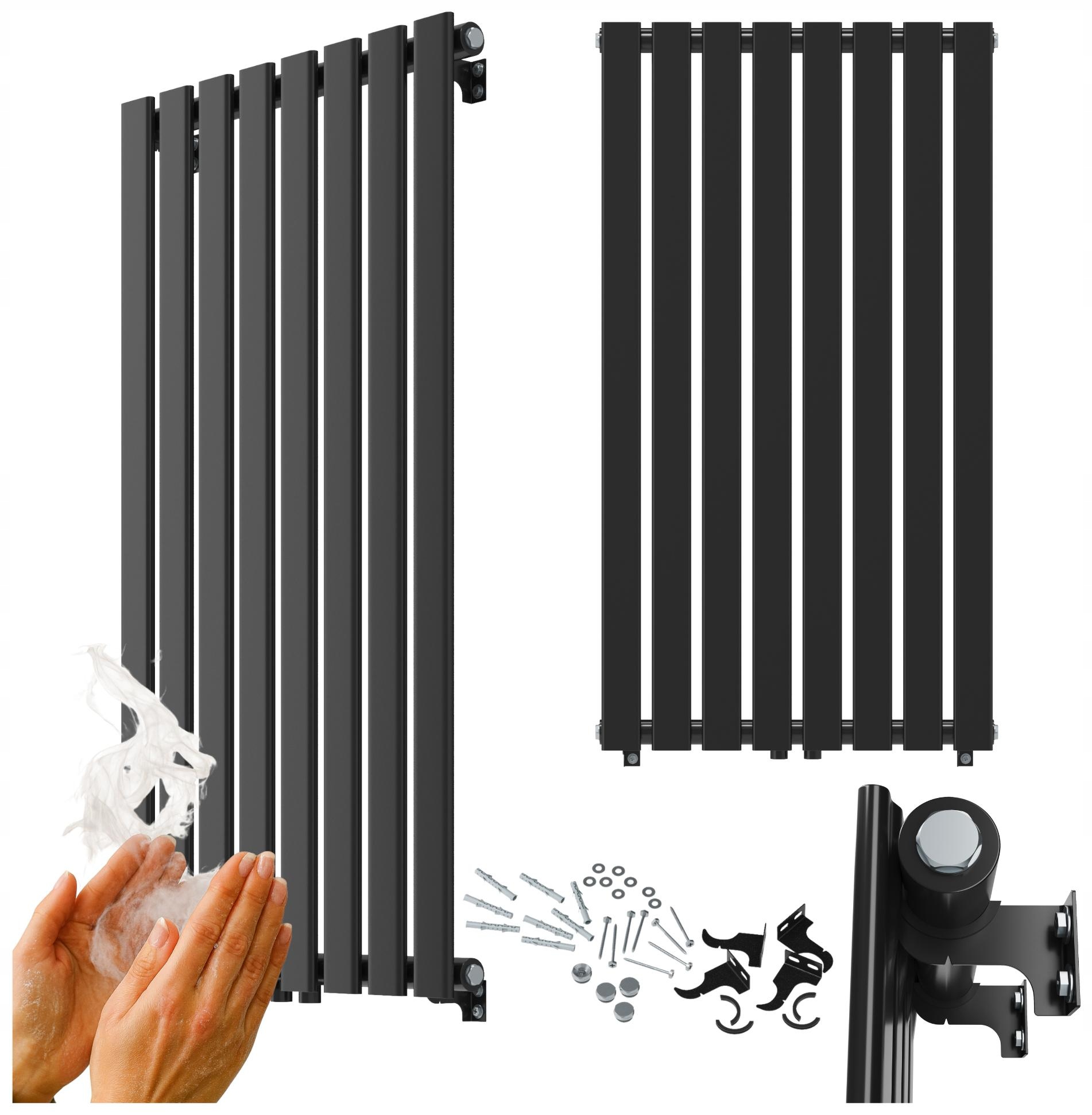 Vertikálny dekoratívny radiátor 1100x600 Čierny, radiátor 737 W, panelový Fero