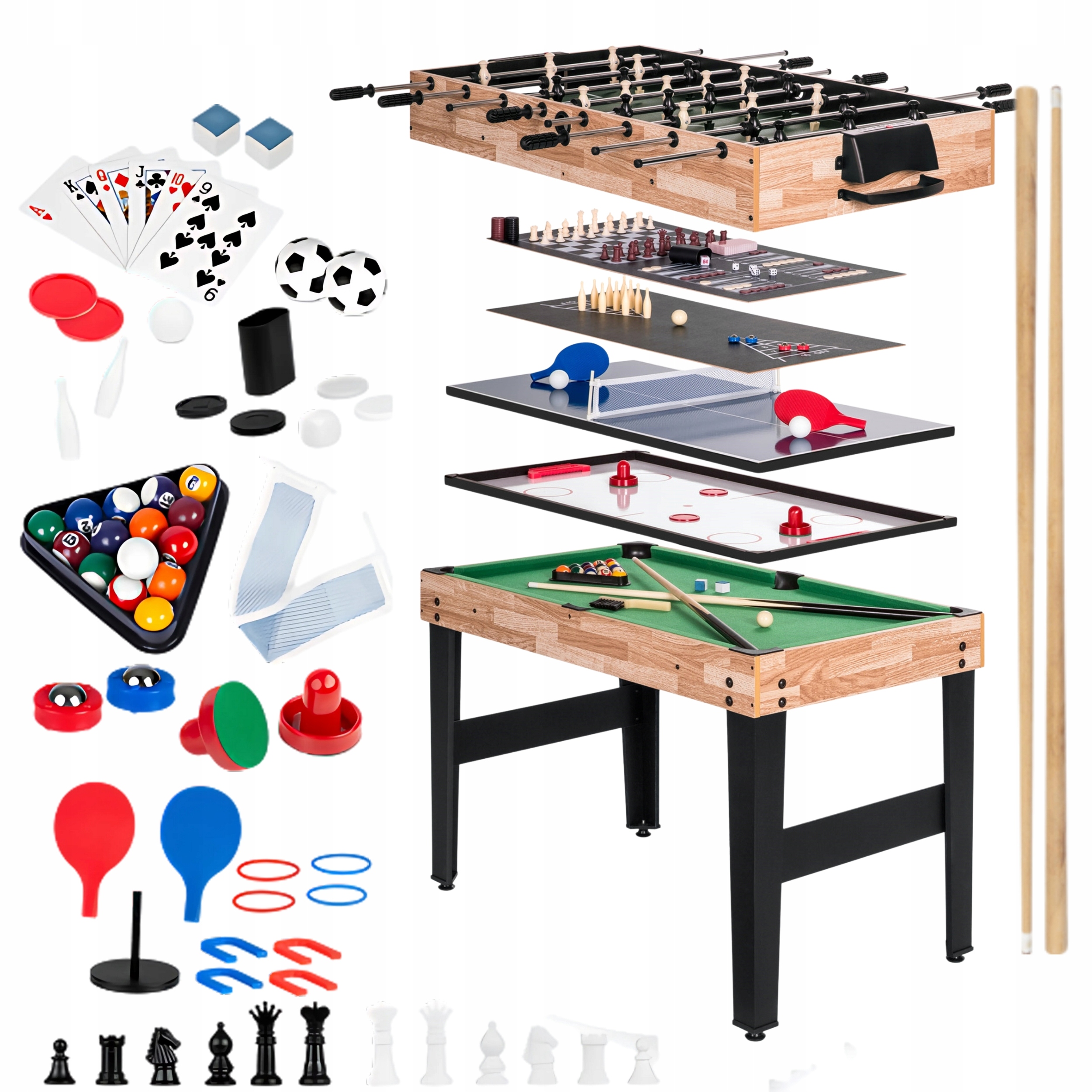 Stůl 10V1 Stolní Fotbal Kulečník Hokej Šachy Ping-pong Multifunkční 10 Her