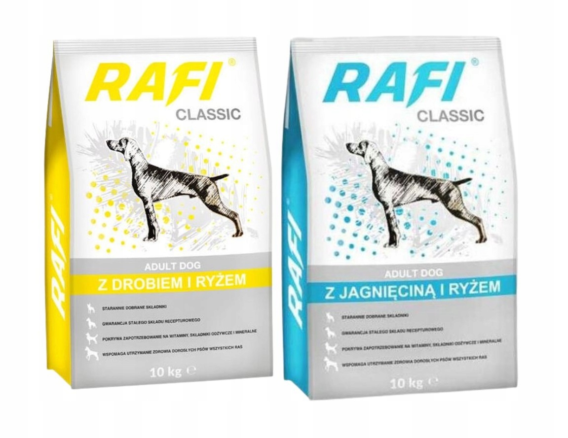 Levně Krmivo pro psy Rafi Classic MIX Jehněčí 10 kg a Drůbež 10 kg