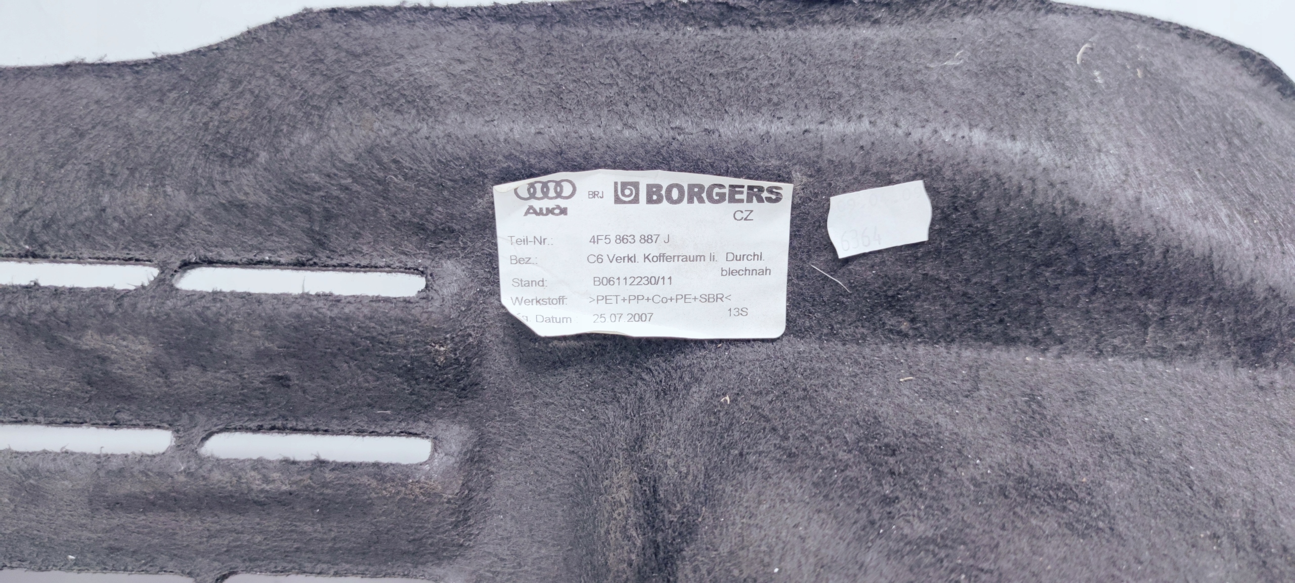 boot upholstery AUDI A6 C6 4F5863887J