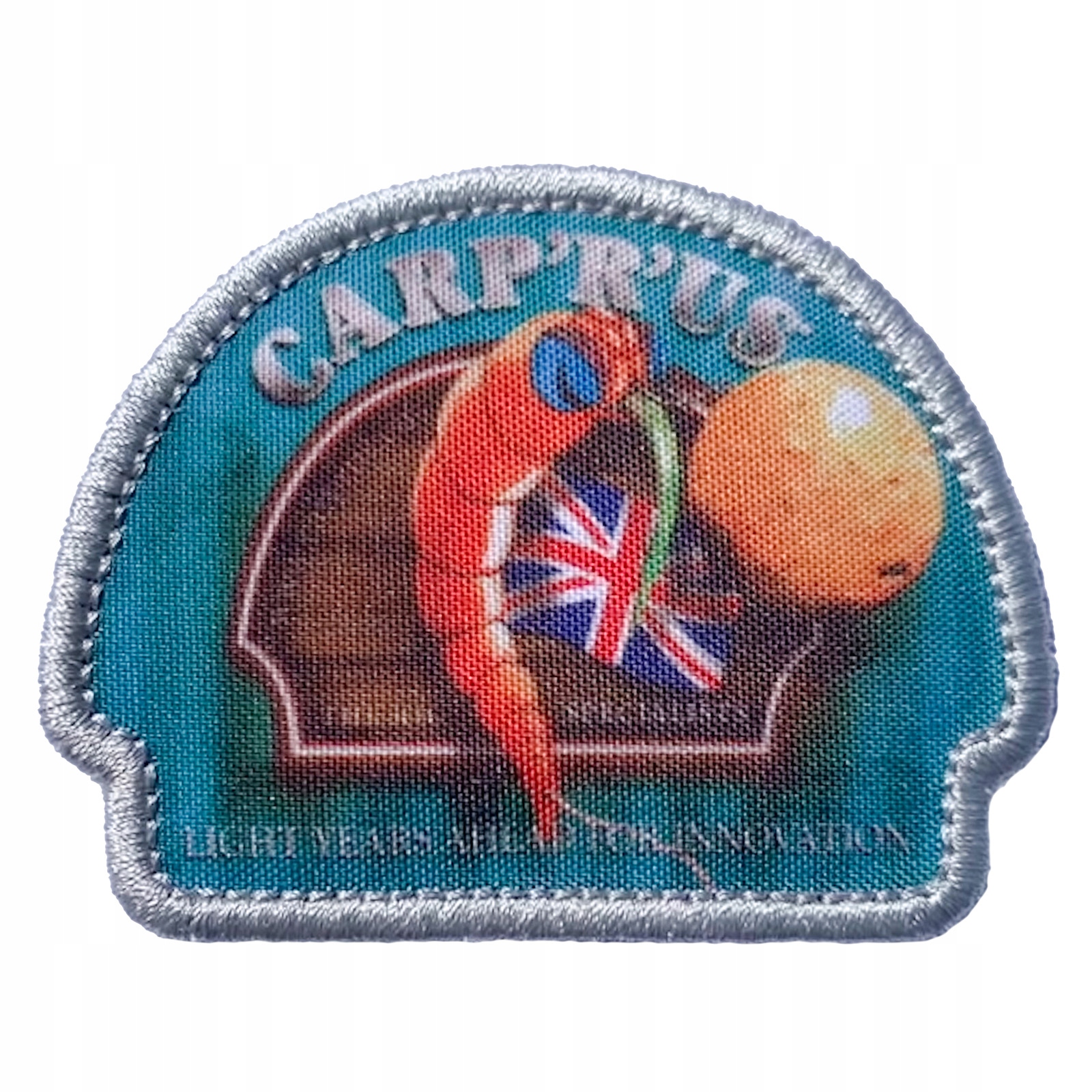 Naszywka Dekoracyjna Wędkarska Karpiowa Stylowa Logo Carp'R'Us Niebieska