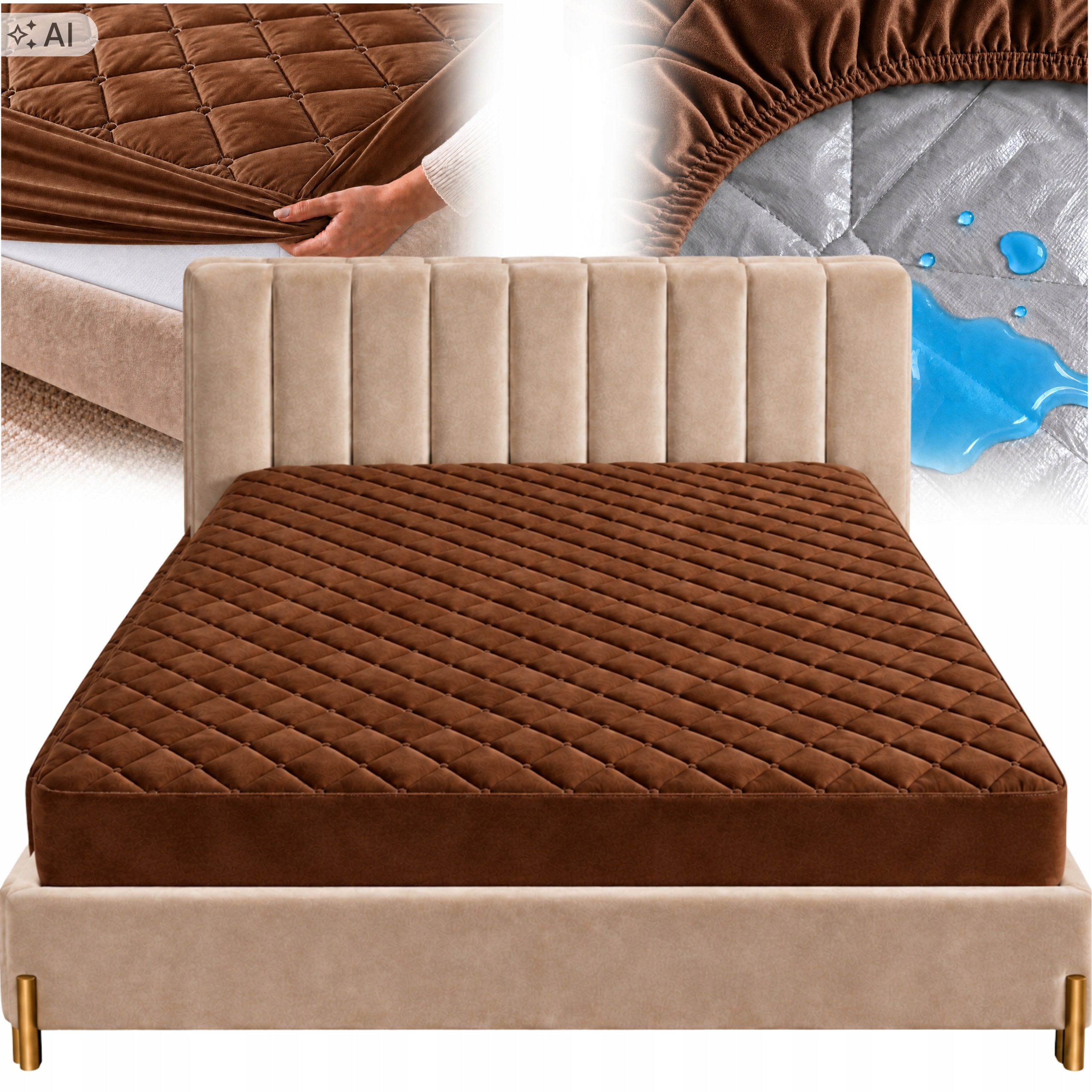Chránič Na Matrace Prošívaný Potah Topper Velur Voděodolný 160x200