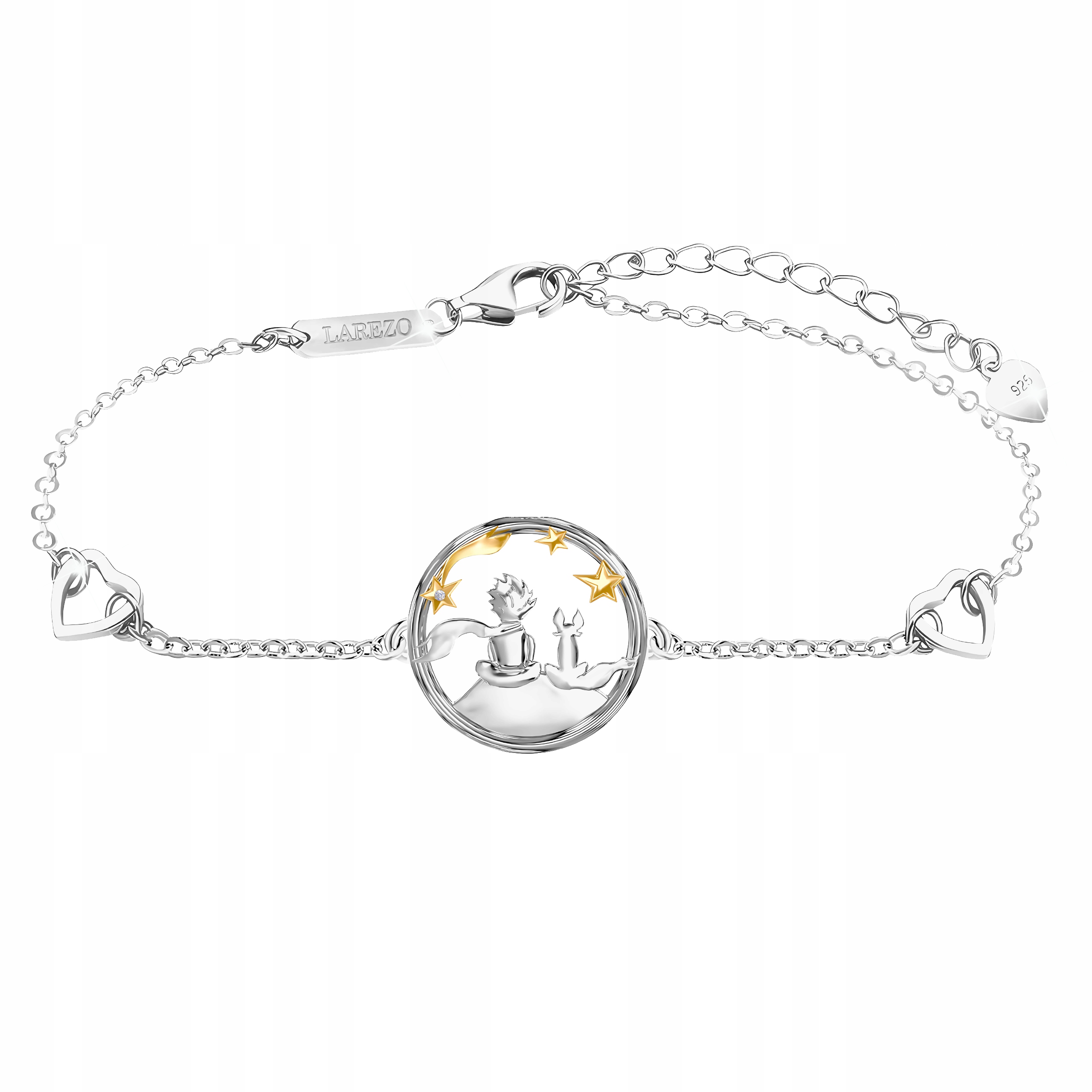 Stříbrný náramek Malý chlapec s liškou Hvězdy Liška Stříbro 925