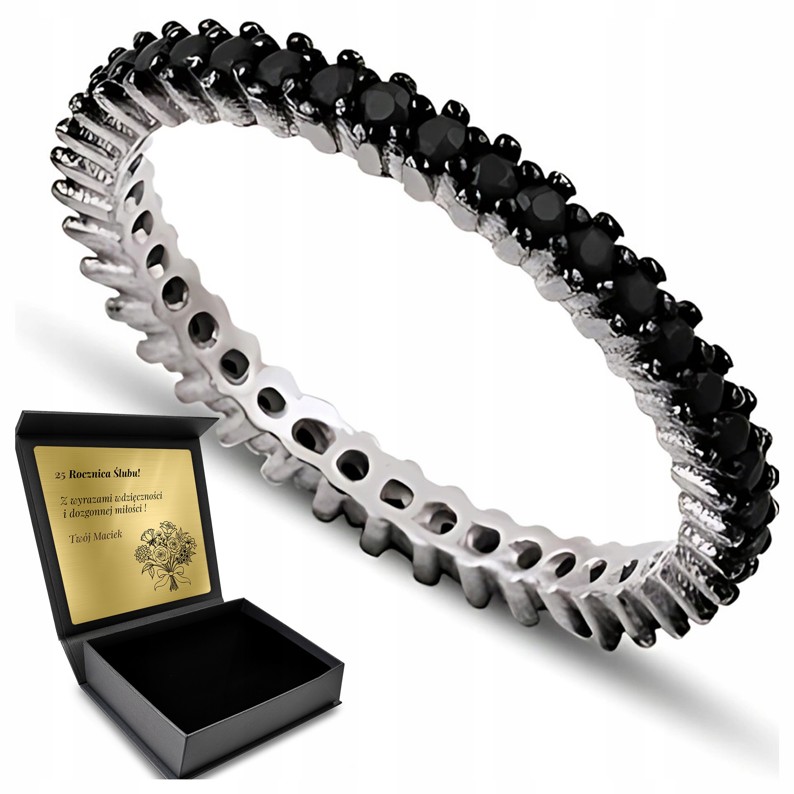 Prstýnek Prsten Stříbro 925 Kámen Onyx Šperky pro ženy Gravírování