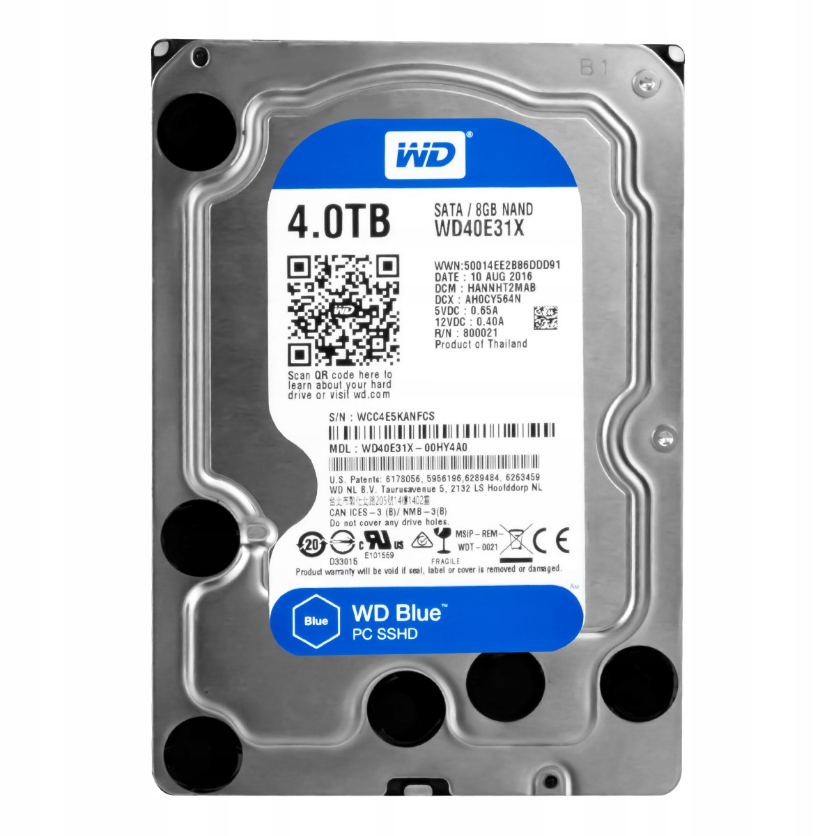 Wd Blue Pc Sshd 4TB 7.2K 64MB Sata III 3.5'' WD40E31X
