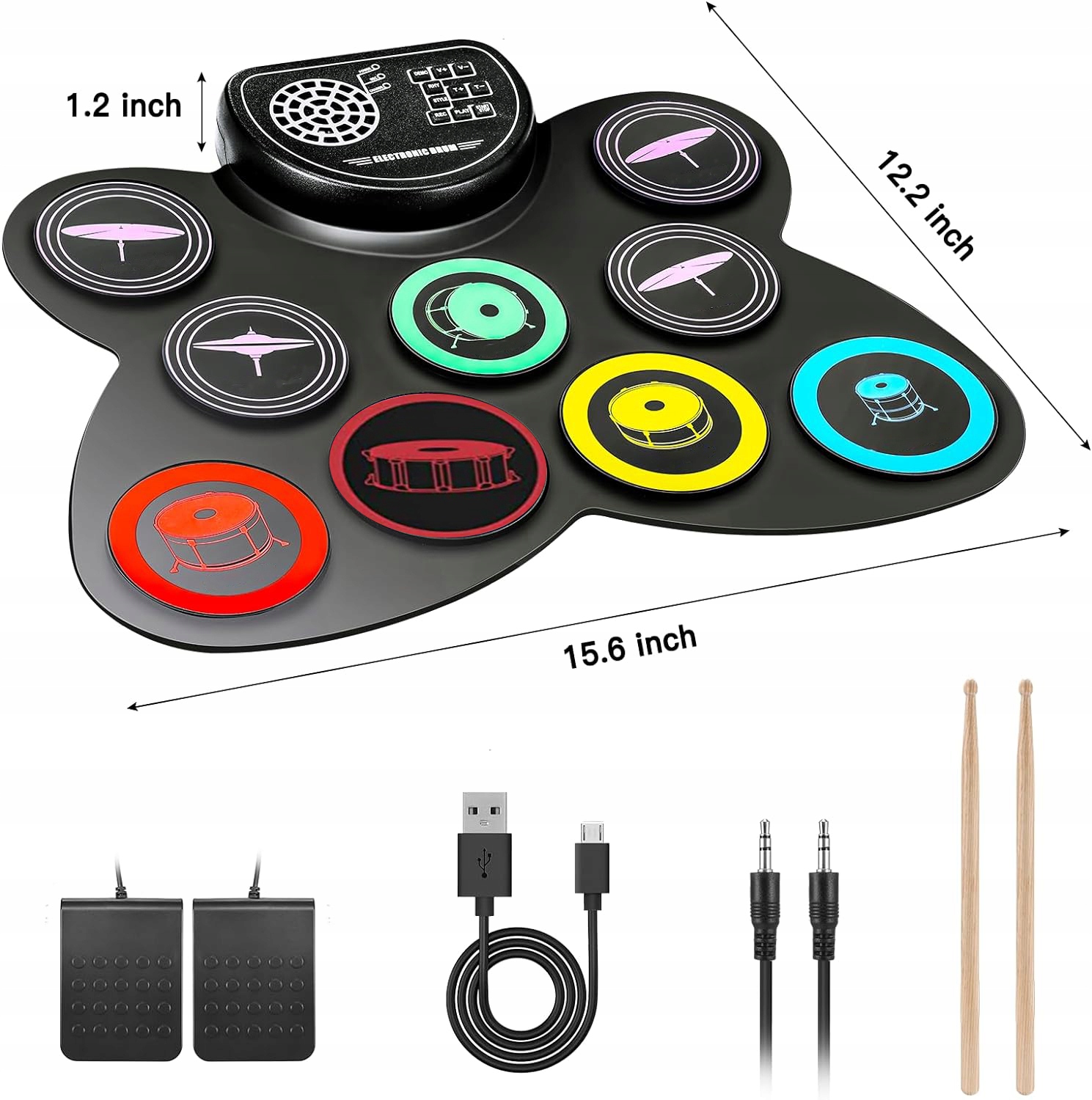 ELEKTRONICZNA SKŁADANA PERKUSJA Z NADRUKIEM WERBEL Marka inna
