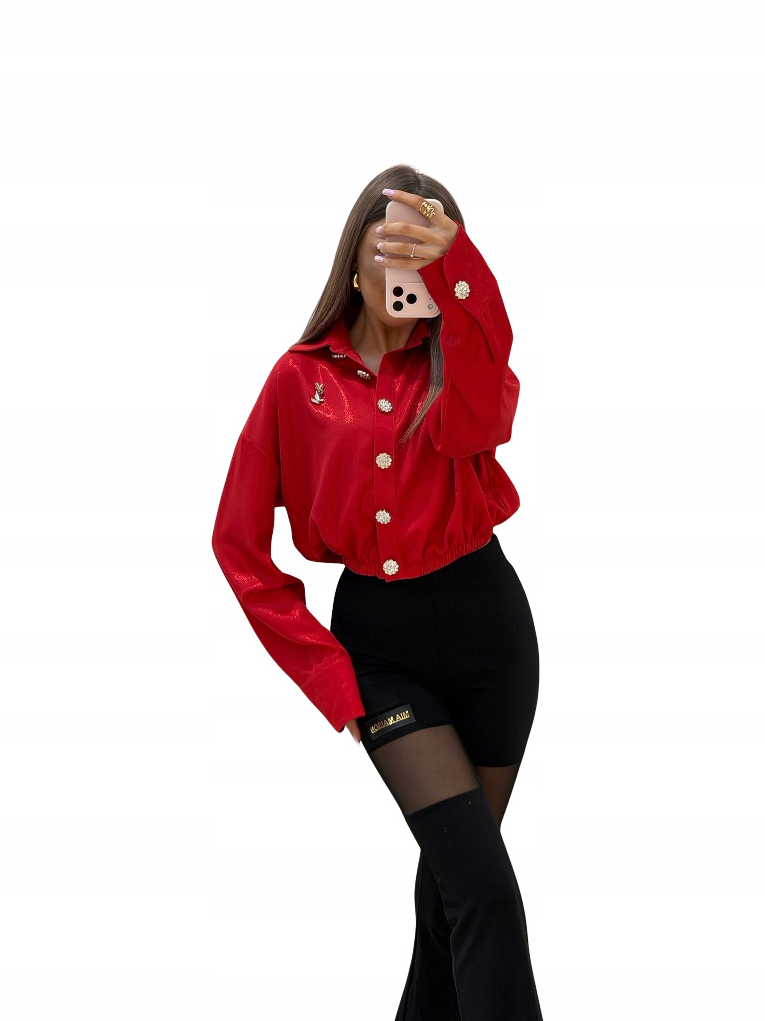 Dámská elegantní lesklá košile bling Gossip Mia Maison červená