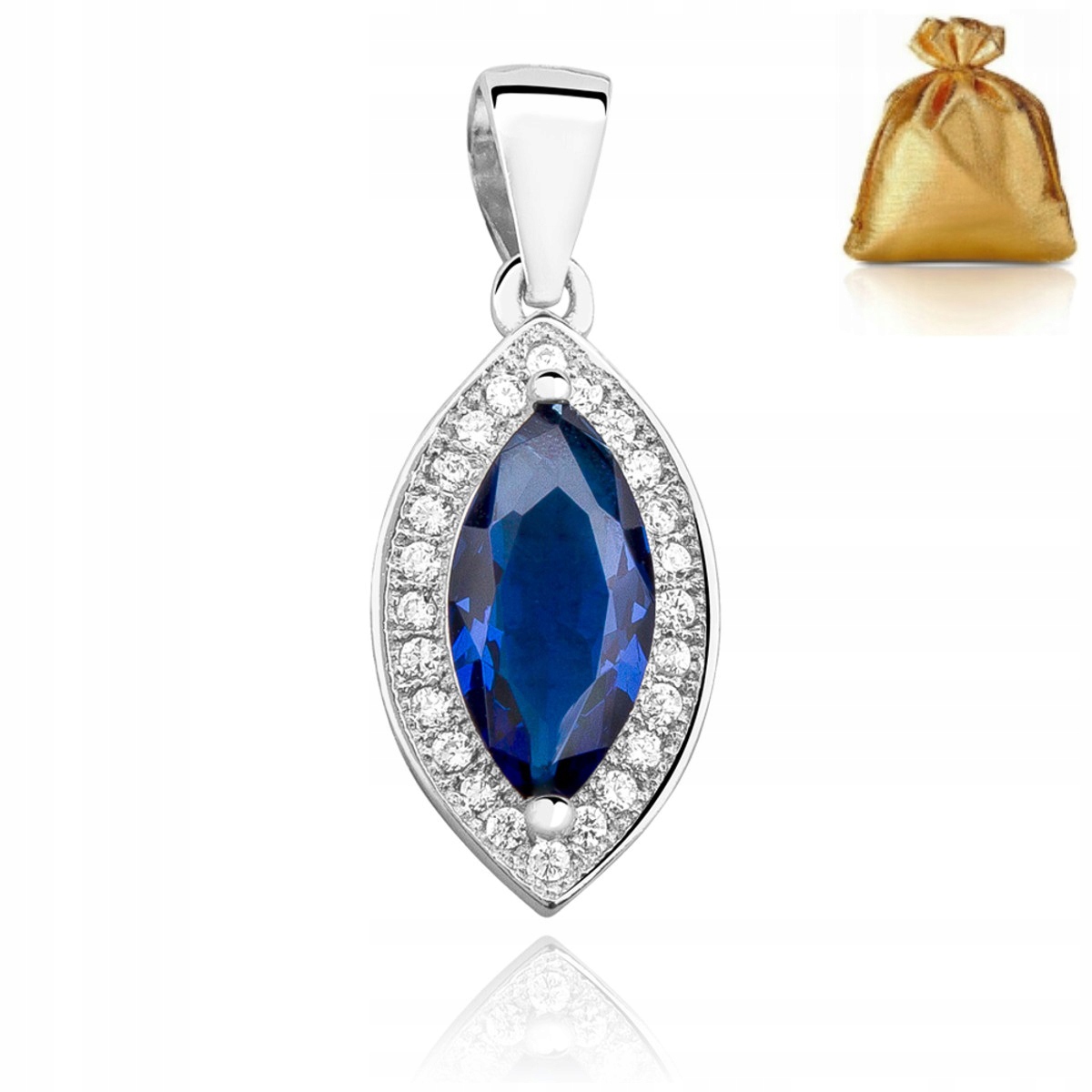 Stříbrný Přívěsek Modrý Křišťál Se Zirkony Stříbro Ryzosti 925 Rhodiovaný