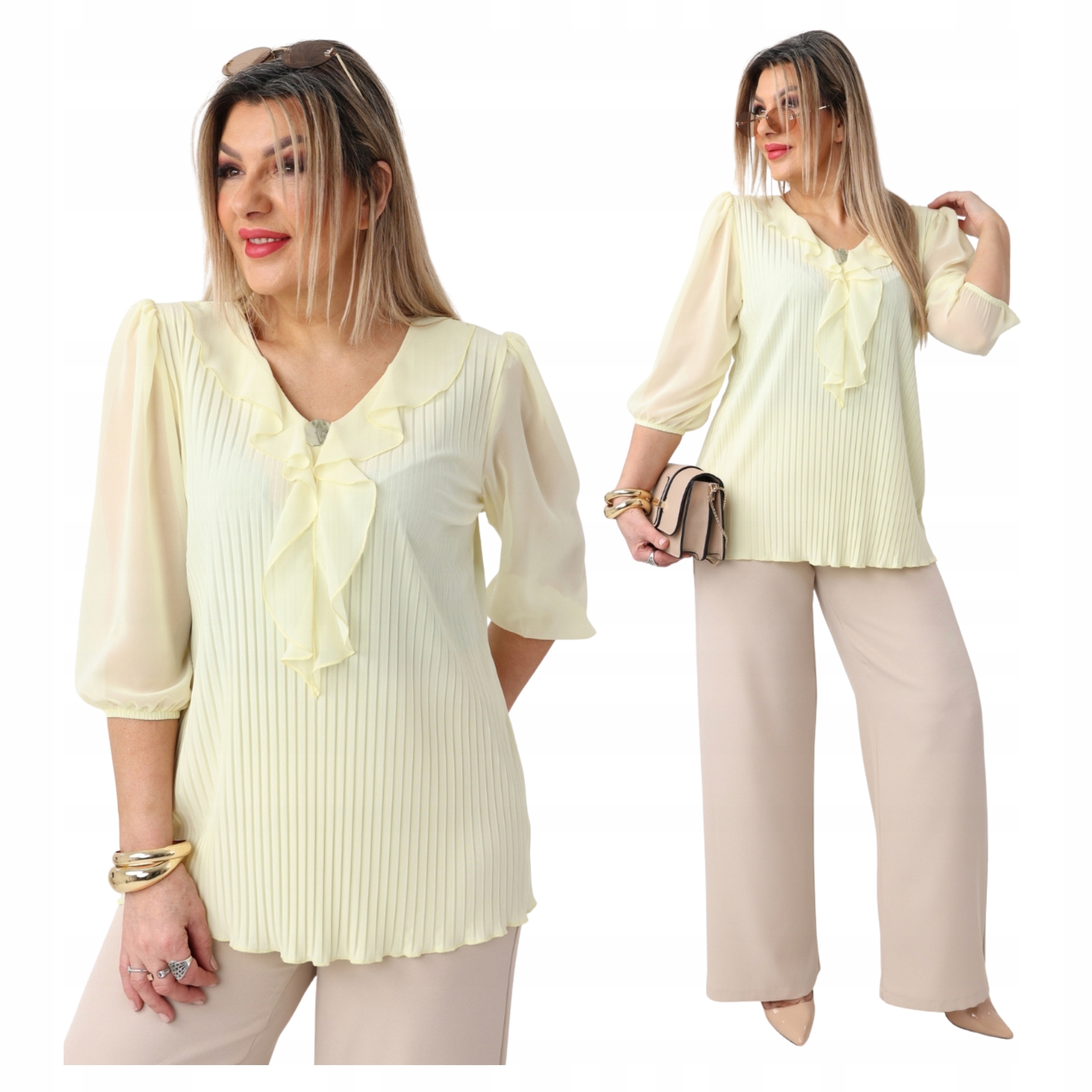 Bluzka z żabotem damska duże rozmiary Polski Producent wizytowa