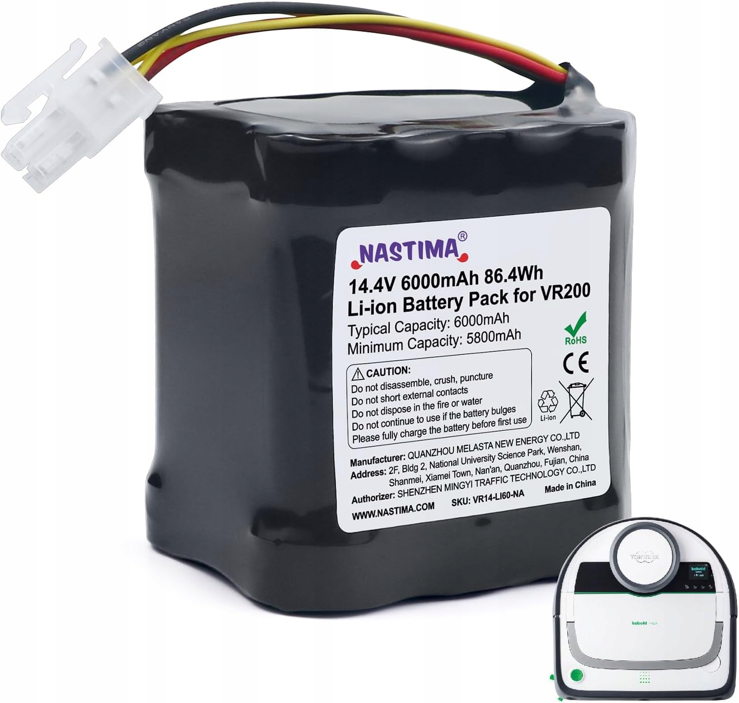 Nastima 14,4V 6000mAh bateria Li-Ion do odkurzacza Vorwerk Kobold VR200